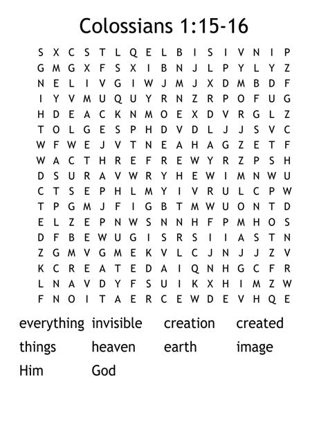 Colossians Word Search Wordmint