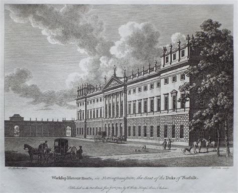 Antique Print Worksop Manor House In Nottinghamshire The Seat Of