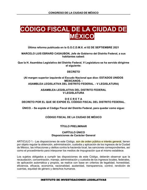 CFCDMX Codigo Fiscal Cdmx 2021