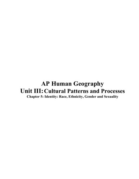 Ap Human Geography Unit Iii Cultural Patterns And Processes