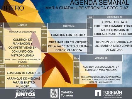 Agenda Semanal Febrero Lic Ma Cristina G Mez Rivas Cabildo Ppt