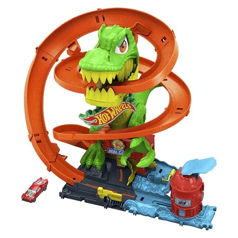 Statie De Pompieri Mattel Hot Wheels City Cu T Rex Dinamic Cu O