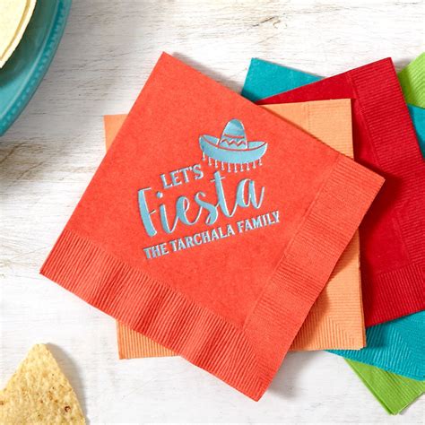 Custom Fiesta Beverage Napkins Cocktail Napkin Foil Stamped Etsy