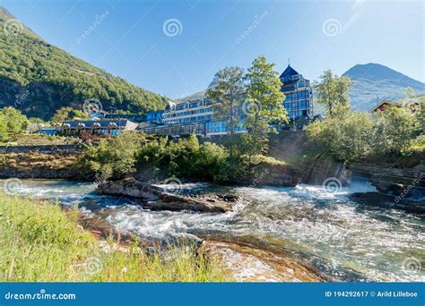 Hotel Union in Geiranger with River in the Front Editorial Photography ...