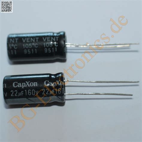 20 x 22µF 22uF 160V 105 RM5 Elko Kondensator Capacitor Ra CapXon E Cap