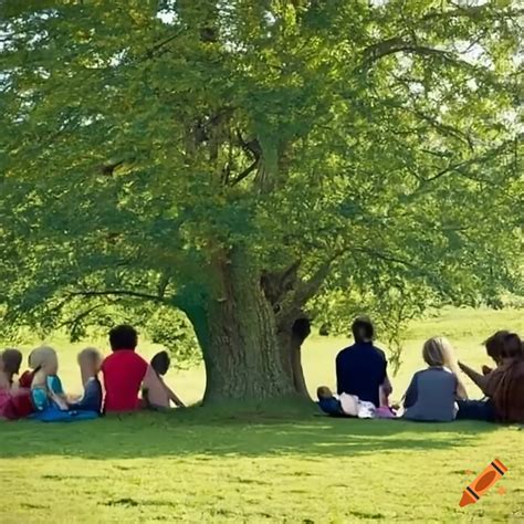 People Enjoying Nature Under A Tree On Craiyon