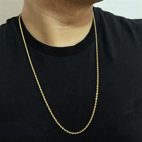 Corrente Cordão Masculino 70cm Longo Fino 2mm Dourado Elo Baiano Corda