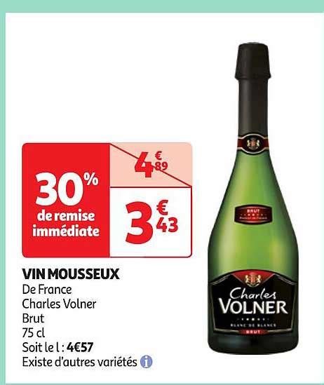 Promo Vin Mousseux De France Charles Volner Brut Chez Auchan