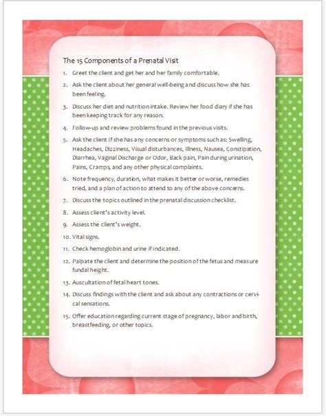 15 Components Of A Prenatal Visit Prenatal Visits Midwife Assistant