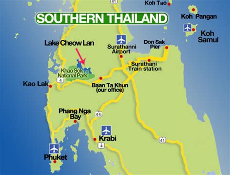 Southern Thailand Map Khao Sok Lake Thailand Map Thailand Travel