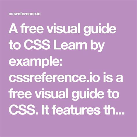 A Free Visual Guide To Css Learn By Example User Reference Is A Free