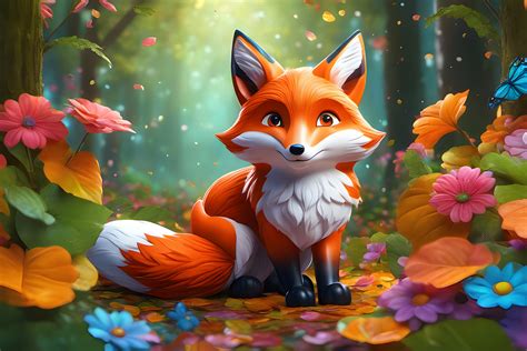 Cartoon Fox Wallpaper Graphic by Forhadx5 · Creative Fabrica