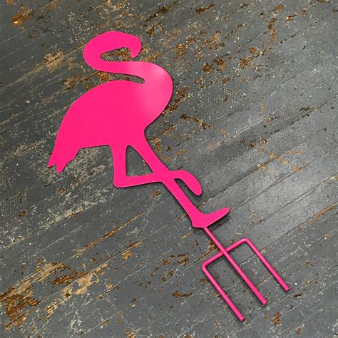 Flamingo Bird Pink Metal Yard Stake Sign Thedepotlakeviewohio