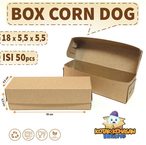 50 Pcs Box Corndogdus Corn Dogdus Sosis Bakar Paper Dus Kemasan