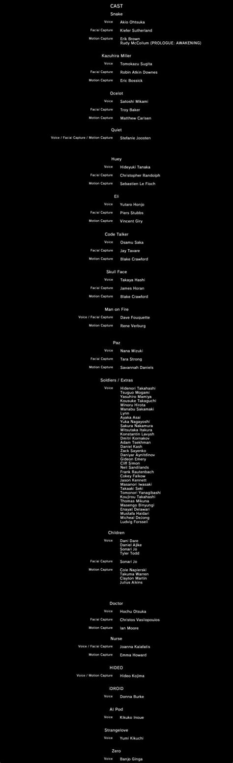 Big Boss Naked Snake Voice Metal Gear Solid V The Phantom Pain Video Game Behind The