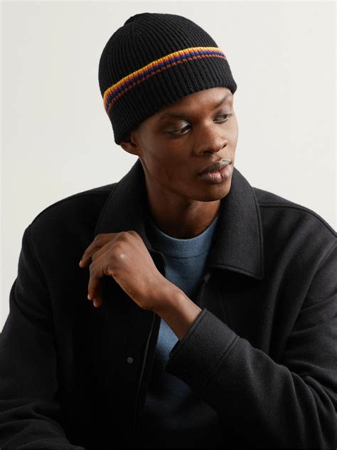 Paul Smith Striped Ribbed Wool Beanie Paul Smith