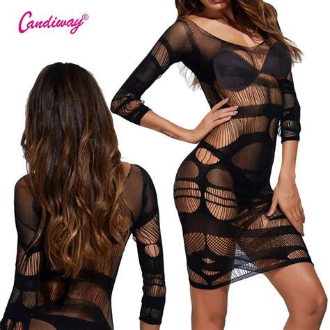 Sexy Lingerie Sexy Stockings Fishnet Mesh Lace Dress Sleepwear Erotic