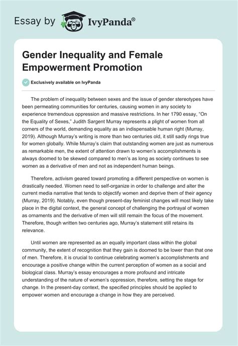 Gender Inequality And Female Empowerment Promotion 318 Words Essay