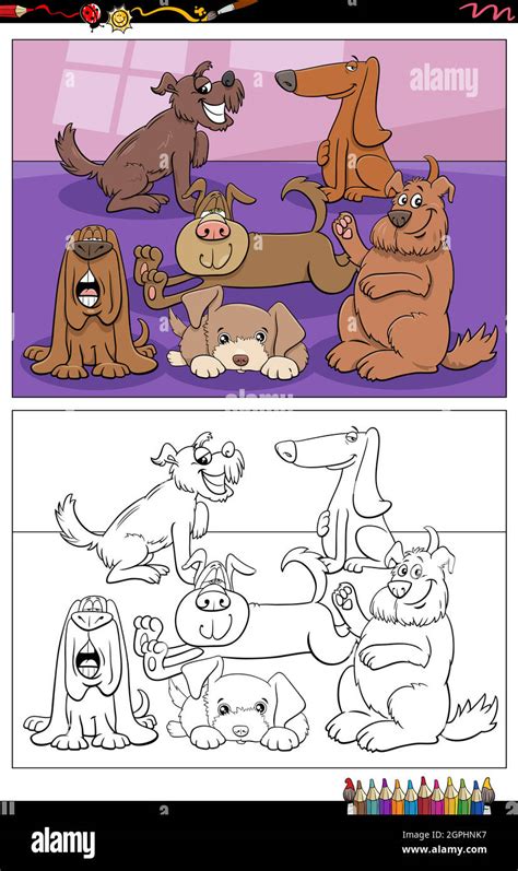 Page De Livre De Coloriage De Personnages De Chiens Amusants De Dessin