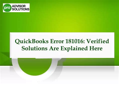 PPT Effective Solutions For QuickBooks Error 181016 PowerPoint