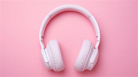 Premium Ai Image A Pair Of White Headphones On A Pink Surface