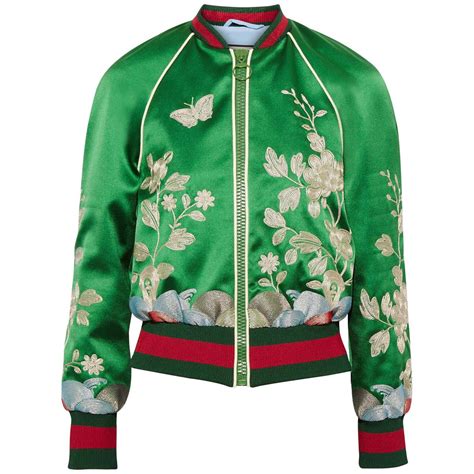 Gucci Embroidered Silk Satin Bomber Jacket At 1stdibs Gucci Silk