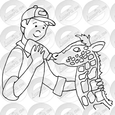 Zoologist Outline for Classroom / Therapy Use - Great Zoologist Clipart