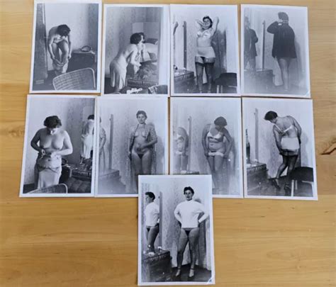 9 ORIGINAL VINTAGE Akt Foto Nude Erotik nackte Frau Nylon Strümpfe EUR