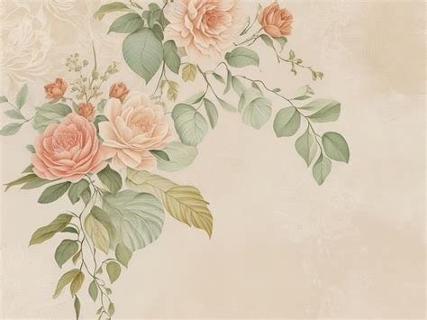 Premium Ai Image A Wallpaper With Pink Roses And Green Leaves