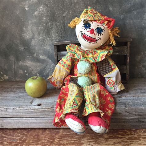 Vintage Clown Doll Clown Rag Doll Circus Character Doll Vintage Clown