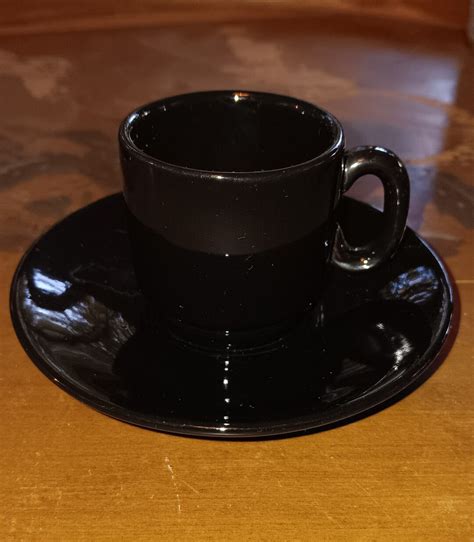 Vintage Espresso Cups And Saucers Black S Etsy