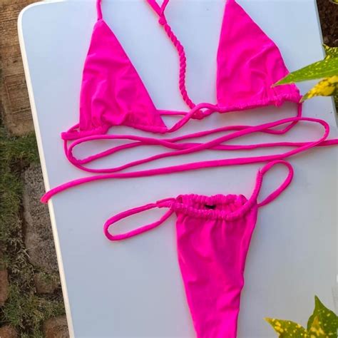 Kk Swim Hot Pink Strappy Bikini Gem