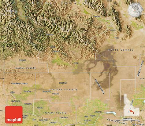 Satellite Map of Blaine County