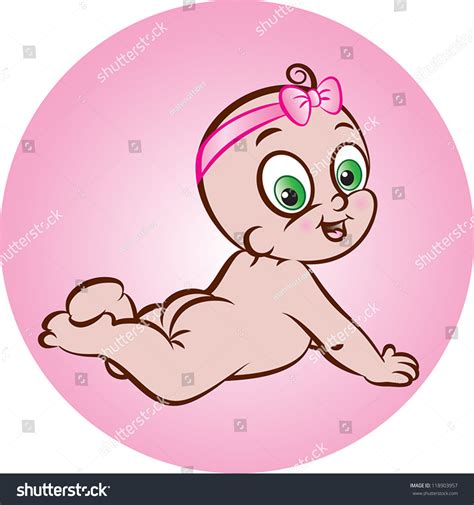 Vector Illustration Cute Naked Lying Down Stock Vector Royalty Free