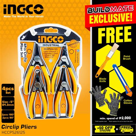 Buildmate Ingco Circlip Pliers Pcs Set Inches Mm