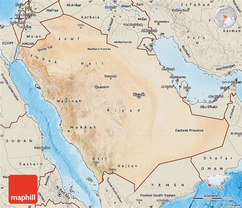 Satellite Map of Saudi Arabia, shaded relief outside