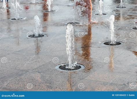 Children Playing with Water in Park Fountain. Happy Children Have Fun ...