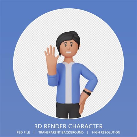 Personaje De Mujer De Renderizado 3d Agitando Archivo PSD Premium