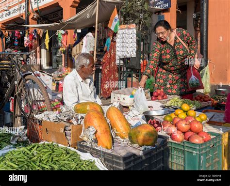 Fruit And Vegetable Stall At Pink City Bazaars Old City Jaipur