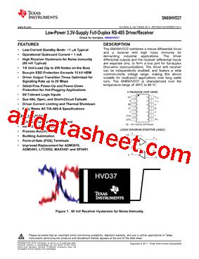 SN65HVD37 1207 Datasheet PDF Texas Instruments