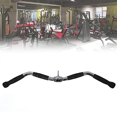 Lat Bar Cable Machine Attachment Curl Pulldown Bar With Full Rotation And Rubber Handle For Gym