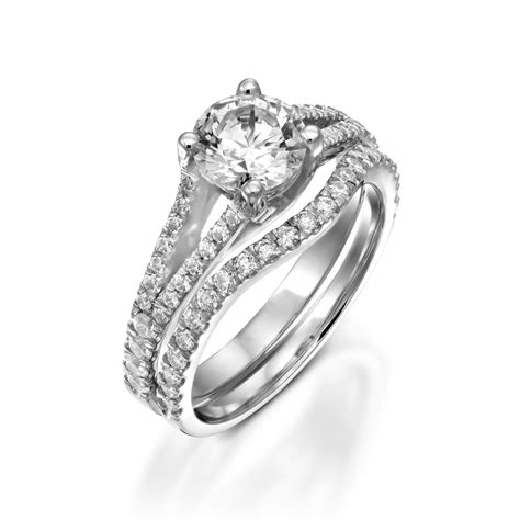 2 90 Ct H Si2 Natural Round Cut Diamond Engagement Ring Set 18k White