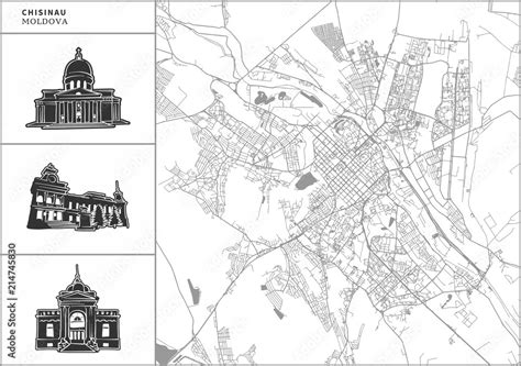 Chisinau city map with hand-drawn architecture icons Stock Vector ...