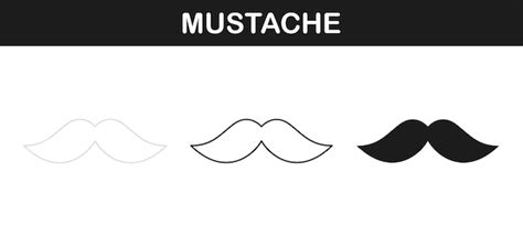 Premium Vector Mustache Tracing And Coloring Worksheet For Kids