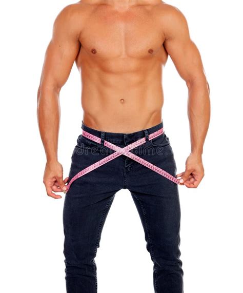 Men With Perfect Abs Measuring His Waist Stock Image Image Of Healthy Anatomy 33352589