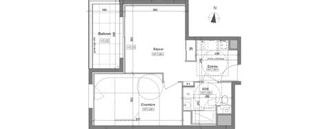 Plan appartement T2 de 41 35 m² neuf à Rennes résidence Le Gabriel