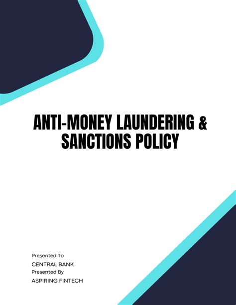 Anti Money Laundering And Sanctions Policy Template Banking And Fintech Policies Templates