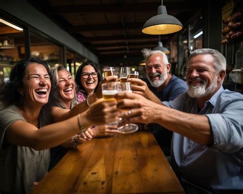 Premium Photo Friends Raising Their Glasses And Toasting To Their