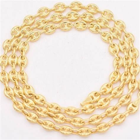 4mm Puffed Mariner Anchor Link Chain Necklace REAL Solid 10K Etsy