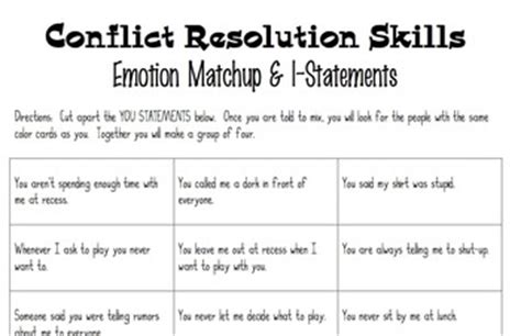 Conflict Resolution Game Using I Statements By Creative Counselor